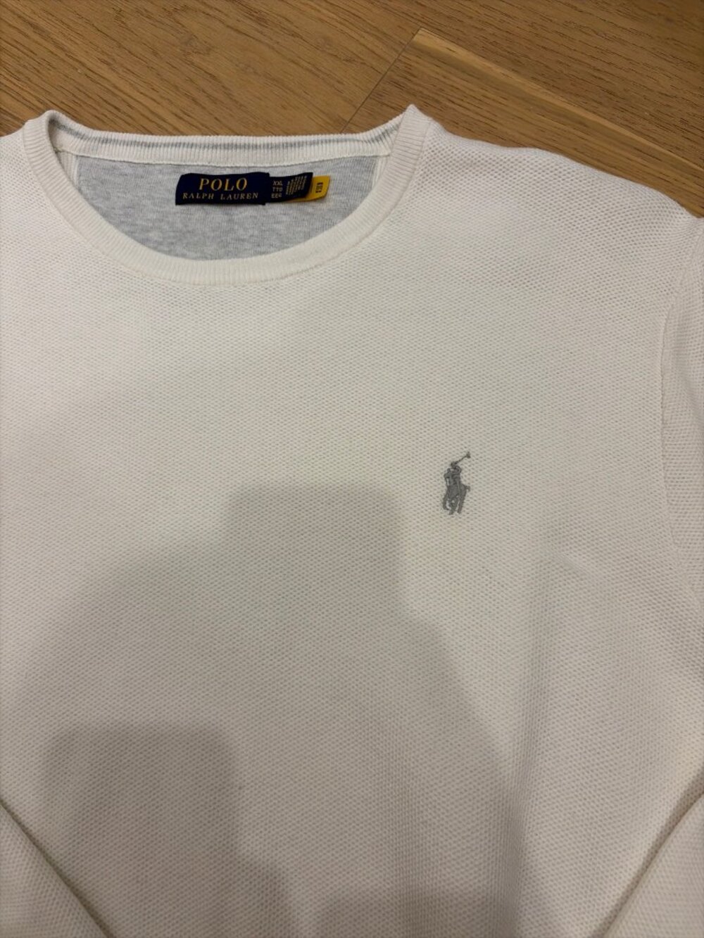Polo Ralph Lauren Pique Crewneck Sweater Men's XXL White Grey Pony